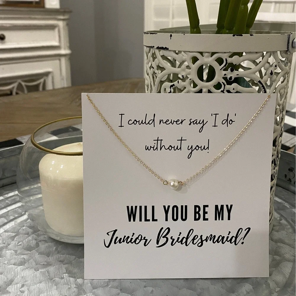 Handmade Junior Bridesmaid Faux Pearl Pendant Necklace Wedding Proposal Gift